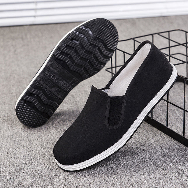 Wholesale Old Beijing Cloth Shoes for Men, Breathable Sweat-Absorbent Rubber Soles, Work Casual Men's Shoes, Handmade Thousand-Layer Sole Vulcanized Shoes