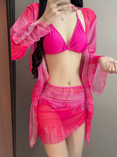 Bikini Four-Piece Set, Women's Split Bikini Swimsuit, 2026 New Style, Conservative Long-Sleeved, Body-Covering, Slimming Swimwear for Women