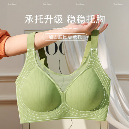 Summer plus size seamless underwear big chest small anti-exposure breathable tube top jelly strip soft support side bra