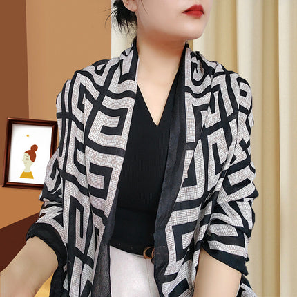 Western style large size sunscreen scarf air conditioning shawl outdoor dual-use women's summer thin neck protection versatile fashion scarf