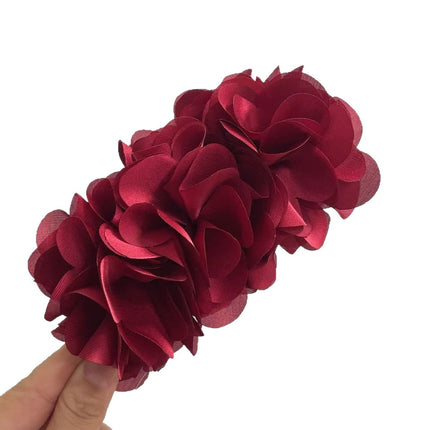 In Stock, Yi Mengling's Same Style Seaside Mermaid-Shaped Oversized Red Rose Flower Banana Hair Clip Accessory