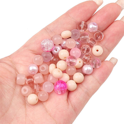 Glass Pink Transparent Solid Color Round Beads Crystal Beads Wheel Beads Slub Handmade Bracelet Bracelet Necklace Jewelry