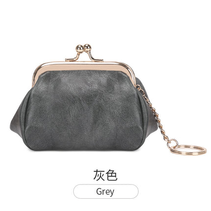 Retro Clip Coin Purse 2024 New Girls Compact Portable Key Bag Solid Color Easiest for Match Coin Storage Bag