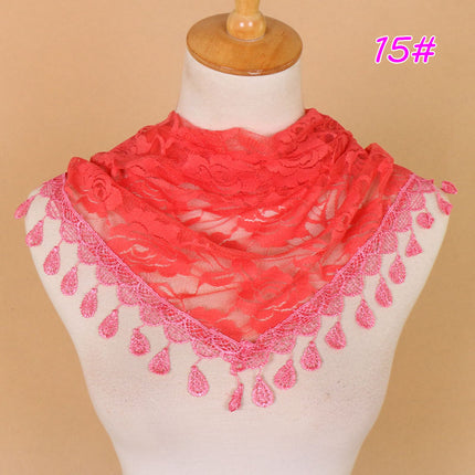Hot Selling Lace Triangle Scarf Cut Out Korean Triangle Scarf Women's Export Hot Selling Summer Sun Protection Decorative Veil