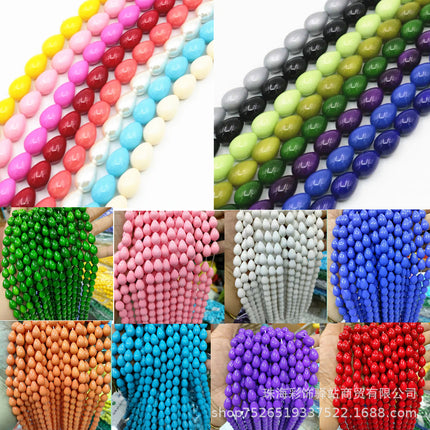 Europe and the United States in stock wholesale 9x 13mm water drop glass beads paint beads do not peel loose beads DIY jewelry accessories