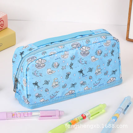 Ins New Toast Cat Foldableing Pencil Bag High-Looking Cute Girl Heart Student Pencil Stationery Box Storage Bag