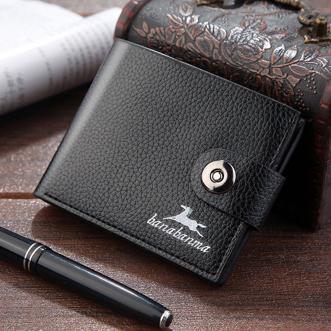 2023 popular casual creative trend men's short wallet magnetic buckle ultra-thin multi-card cross-border foreign trade business card holder