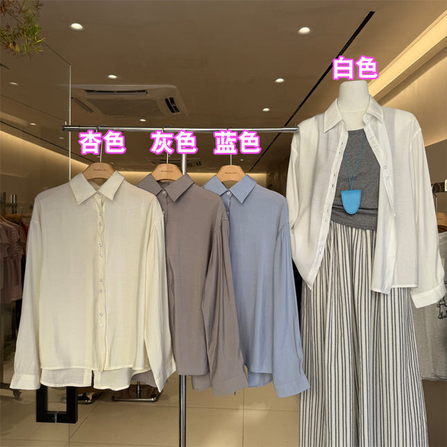 Blueberryd Back Slit Shirt Women's Summer Long-Sleeved Shirt Sun Protection Top Cardigan Outer Wear Customization