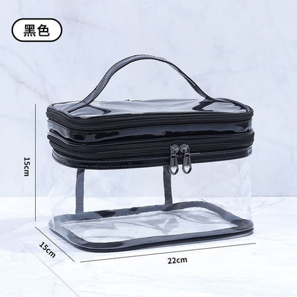 Double Layer Transparent Cosmetic Bag Large Capacity Dry and Wet Separate Waterproof Toiletry Bag Portable Travel Cosmetic Storage Bag