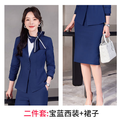 Stewardess Uniform Professional suit Female Spring and Autumn Fashion Front Desk Beautician Work Clothes Female Professional Temperament Suit Dress