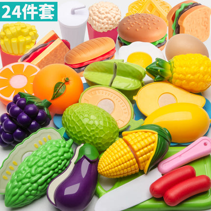 Cross-border Children's Play-house Fruit Chicing Simulation Kitchen Stove Girl Vegetable Cake Pizza Toy suit
