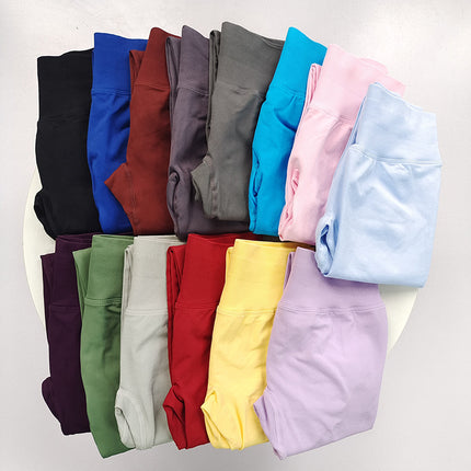 [Butt King] European and American Newly Upgraded Seamless Knitted Mid-Waist Peach Butt Pants Three-Section Waist Fitness Pants