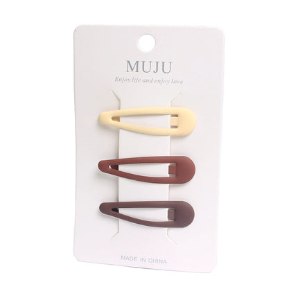 Simple hair accessories Brown series suit hairpin 3 cards BB clip three-dimensional drop oil frosted side bangs clip