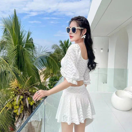 New Swimsuit Women's Split Skirt Boxers Sexy Small Chest Gather Slimming Hot Spring Beach Fresh Swimsuit
