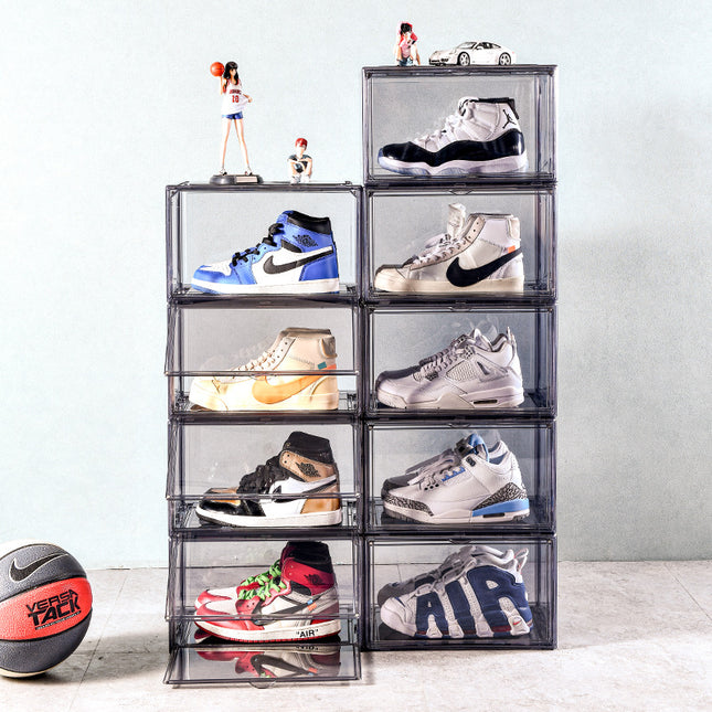 Folding Transparent Visible Side Door Extra-large Shoe Box Stacked Magnetic Absorbing High Permeability Shoe Rack Sports Shoe Display Shoe Wall