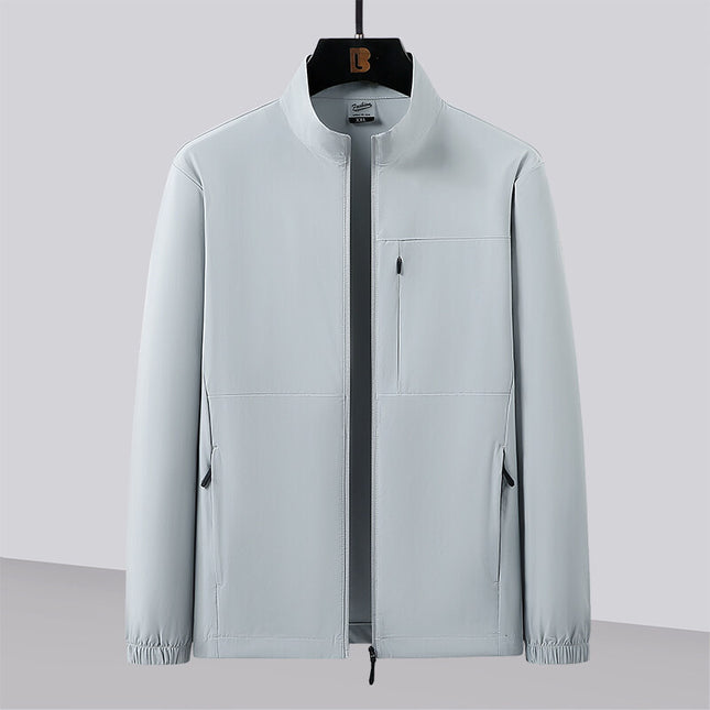 Men's Lightweight Breathable Stand Collar Jacket 2025 Summer New Men's Middle-Aged and Elderly Business Casual Jacket