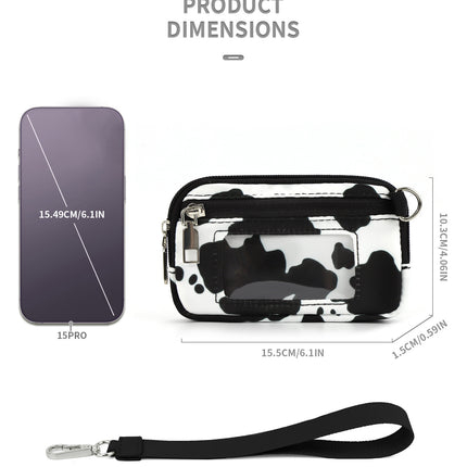 Spot Cross-Border Popular Lulu Same Style Transparent Pvc Card Holder Wrist Bag Portable Cow Color Change Storage
