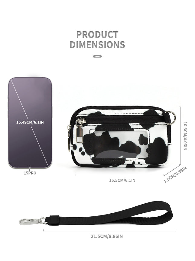 Spot Cross-Border Popular Lulu Same Style Transparent Pvc Card Holder Wrist Bag Portable Cow Color Change Storage
