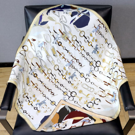 [Thistle Flower Story] Heavy Weightweight 18 Mumi Twill Silk Scarf Women's Mulberry Silk Double-Sided Printed Large Square Scarf Shawl