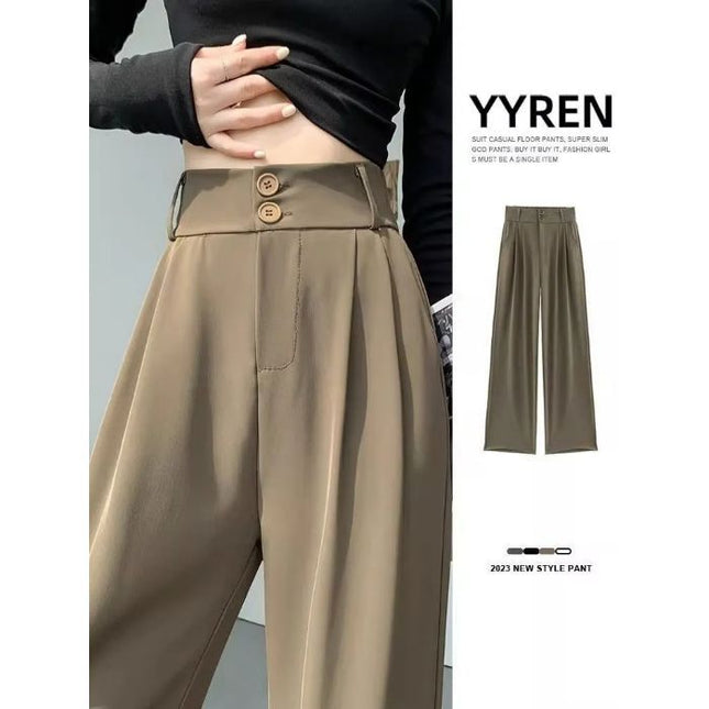 Wide Leg Pants Women's Spring and Autumn High Waist Slimming Pear-Shaped Figure Pants Straight Pants Casual Pants for Women