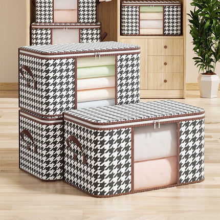 Large Capacity Clothes Quilt Storage Bag Non-woven Belt Visual Multi-purpose Dustproof Foldable Household Fit Bag