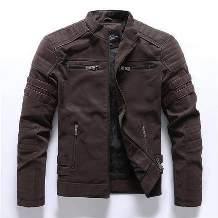Factory Direct Sales men's autumn and winter frosted leather clothing fashion slim brushed PU jacket motorcycle fashion brand Slim jacket