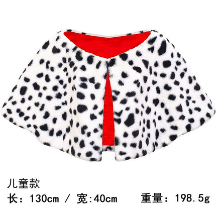 Foreign Trade Black and White Long Skirt Fur Shawl Kuiara 101 Dalmatians Movie Cosplay Dress Suit Women's Clothing