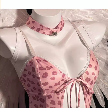 Pink Leopard Bunny Cos Sex Free Sexy Cute Girl Pure Desire Underwear Temptation jumpsuit Uniform