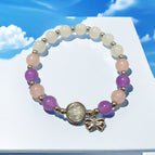 G10 white pink purple bead bow bracelet