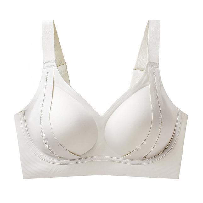 Fixed cup lifting thin seamless underwear women's non-rimless breast anti-sagging soft support comfortable pull-up bra