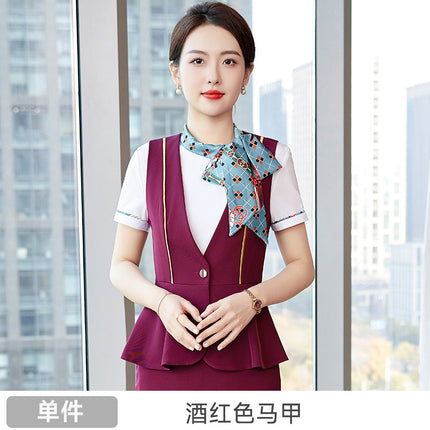 Hotel restaurant bar KTV waiter workwear professional shirt vest suit men's and women's front office reception work clothes