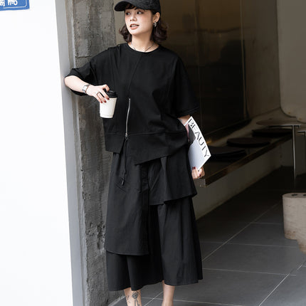 240340 Yamamoto dark cold style design sense niche skirt summer irregular stitching fashion all-match skirt