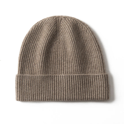 Thickened Cashmere Knit Hat for Men, Solid Color Versatile Beanie, Casual Turban Hat, Outdoor Cycling Cold Hat