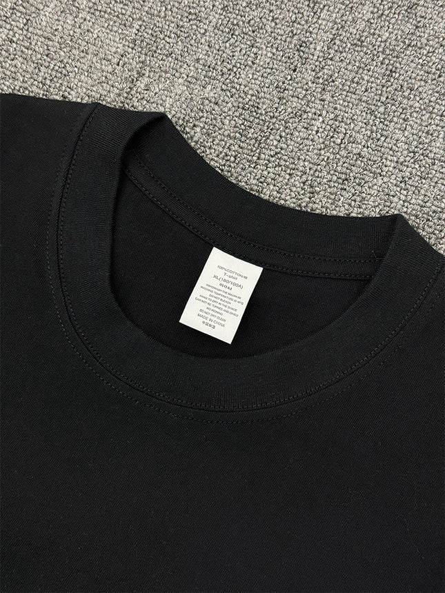 Loose Casual Kobe-Style Trendy Short-Sleeve High-Street Retro Heavyweight Pure Cotton Solid Color T-Shirt with Direct Spray Print by a Trendy Brand