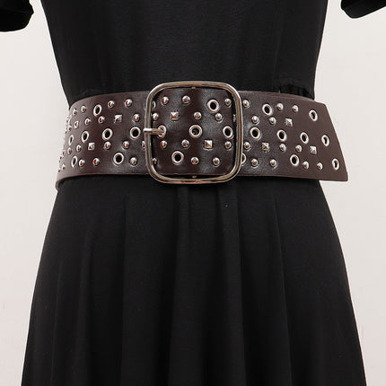 Punk style rivet wide belt female heavy industry design personality waist seal decorative dress accessories waist belt