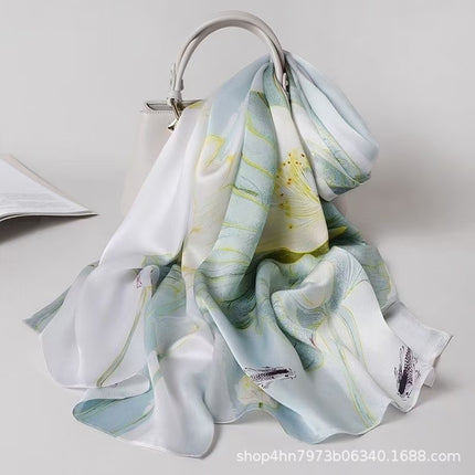 2024 New Arrival Li Brocade Satin Scarf Women's Elegant Printed Fashionable Scarf Spring Autumn Winter Scarf Scarf Shawl