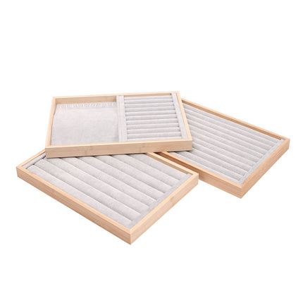 Ice Velvet gray solid wood bamboo wood jewelry plate ring earrings necklace pendant bracelet watch jewelry tray