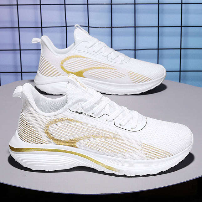 2025 new flying woven shoes breathing foot chip magnetic shock massage sports men's functional breathable fitness running shoes women