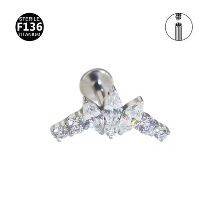 F136 Titanium Ear Nail Insert Rod Internal Thread Lip Nail Horse Eye Set Zircon 0.9 Teeth Body Puncture Jewelry Ear Bone Nail