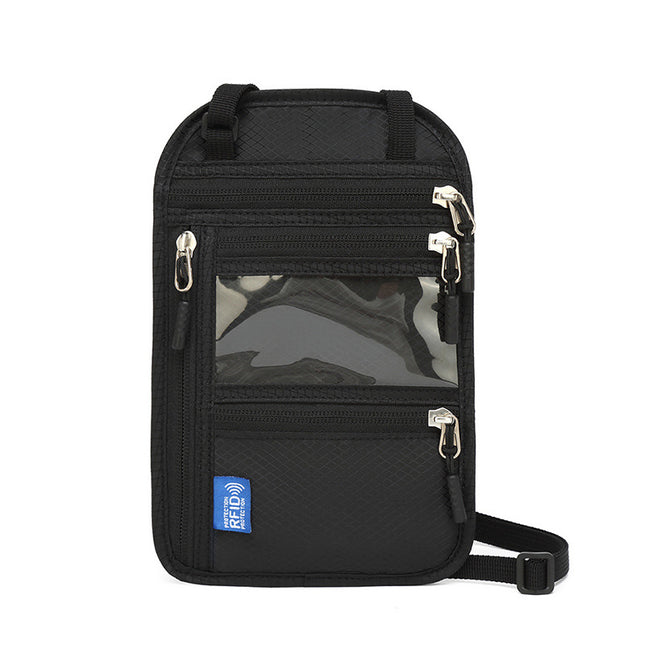 Cross-border travel abroad hanging neck ID bag RFID anti-theft brush passport bag passport holder certificate protection case anti-magnetic bag