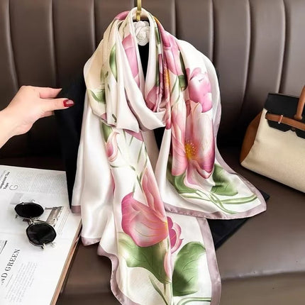 2024 New Arrival Li Brocade Satin Scarf Women's Elegant Printed Fashionable Scarf Spring Autumn Winter Scarf Scarf Shawl
