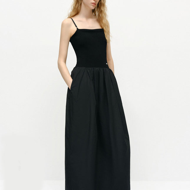 Dress 2025 Autum New Product New Chinoiserie Vase Skirt High Waist Flat Suspender Skirt Black Dress Women's Fashion