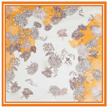 90cm Spring Fashion New Floral Women Decorative Headscarf Large Square Shawl Sunscreen Scarf Scarf