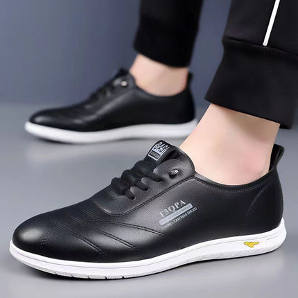 Men's Leather Shoes 2026 Spring New Style Men's Non-Slip Casual Shoes Trendy Internet Celebrity Soft-Soled White Shoes Wholesale