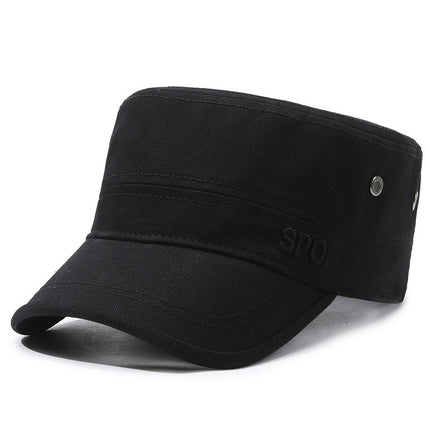 Hat Men's Spring and Summer Outdoor Summer Breathable Caps for Middle-aged and Elderly Sunshade Sunscreen Flat Top Cotton Outdoor Sports