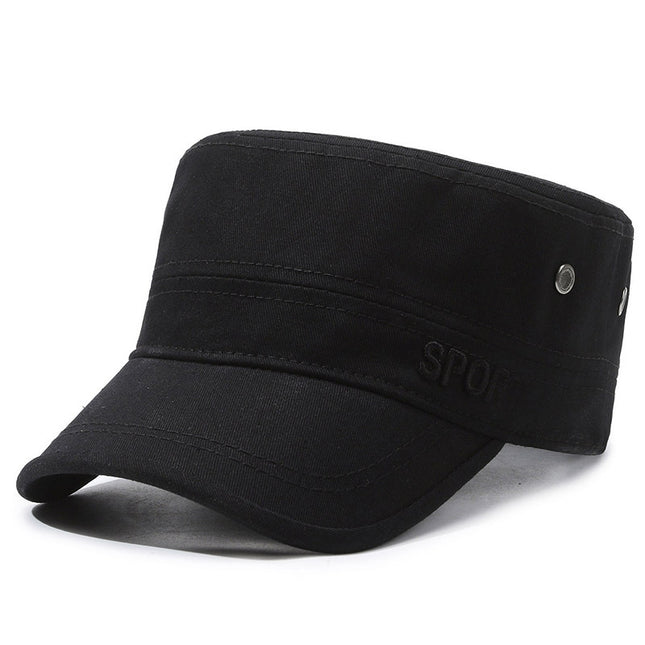 Hat Men's Spring and Summer Outdoor Summer Breathable Caps for Middle-aged and Elderly Sunshade Sunscreen Flat Top Cotton Outdoor Sports