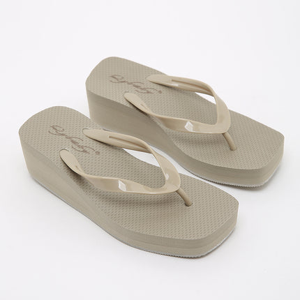 QYBABY Thick-soled Flip-flops Shoes Popular Online Popular Women's Summer Square 5CM Fashion Flip-flops Anti-slip Outer Wear
