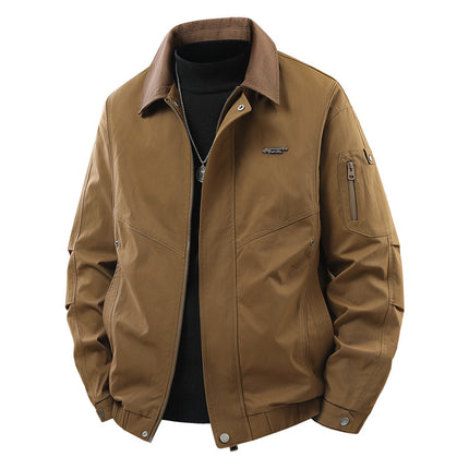 Trendy Outdoor Mountain-Style Men's Fashion Brand Work Jacket with Stand Collar for Outdoor Activities