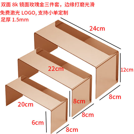 Factory direct supply stainless steel shoe rack shoe bag display shelf window shoe bag high and low display rack jewelry bracket