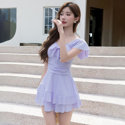 Swimsuit Women's one-piece Skirt plus size chubby girl Covering Belly Slim 200 Jin Increase Hot Spring Slight Fat Advanced Sense Quick Drying